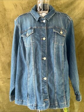 Croft & Barrow Blue Denim Jacket Top with Button Front